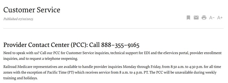 Railroad Medicare Provider Phone Number